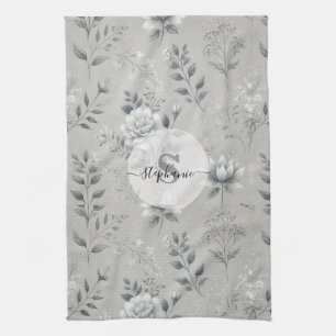 Linge De Cuisine Modèle floral vintage sur Arrière - plan gris rust