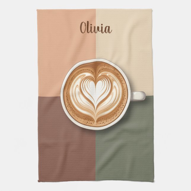 Linge De Cuisine Modern Latte Art Heart  (Vertical)