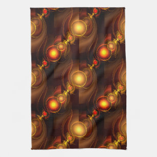 Linge De Cuisine Moderne Élégant Bohème Doré Motif d'Art Abstrait #