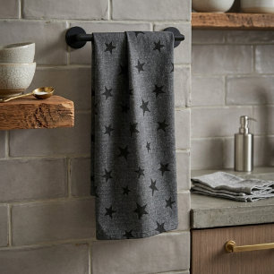 Linge De Cuisine Moderne Élégant Chic Motif Étoile Noir