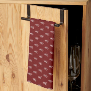 Linge De Cuisine Moderne minimaliste Motif d'arbre de Noël rouge