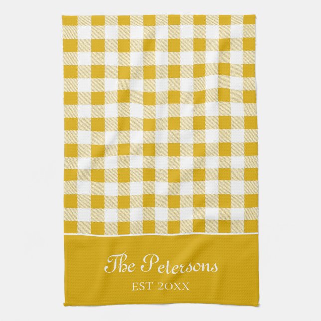 Linge De Cuisine Moderne Russe Mustard Jaune En vichy Nom de famill (Vertical)