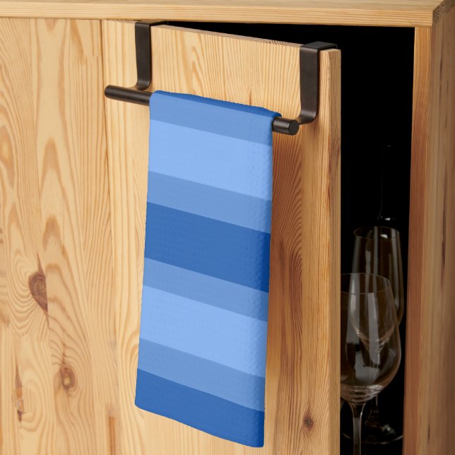 Linge De Cuisine Moderne simple bande à deux tons bleu géométrique  (Pliage en tiers)