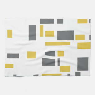 Linge De Cuisine Moderne, simple, motif géométrique jaune gris cool