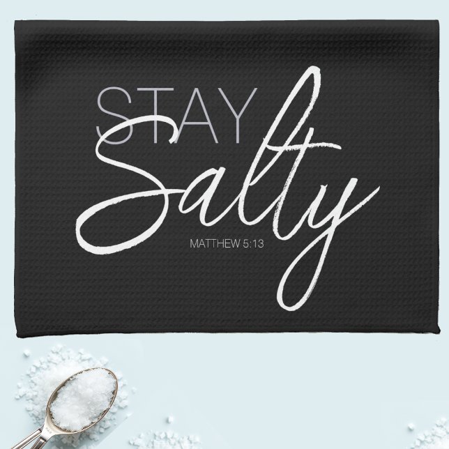Linge De Cuisine Moderne Stay Salty Typographie Christian Black (Créateur téléchargé)