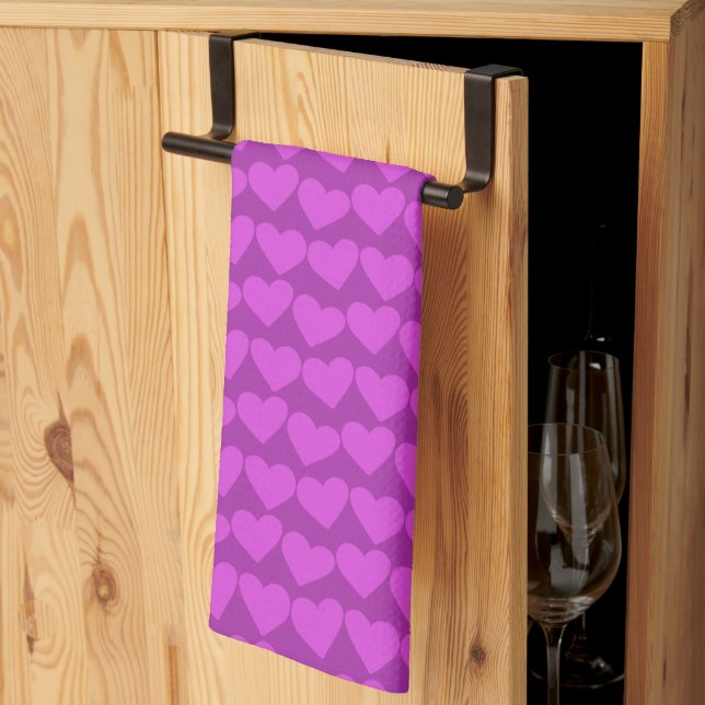 Linge De Cuisine Moderne Super Purpl Hearts Motif Valentines mignon (Pliage en tiers)