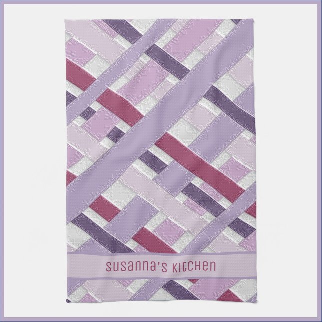 Linge De Cuisine Moderne violet & blanc rayé (Créateur téléchargé)