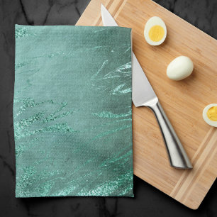 Linge De Cuisine Molten Jade Marbre de luxe Emerald Green