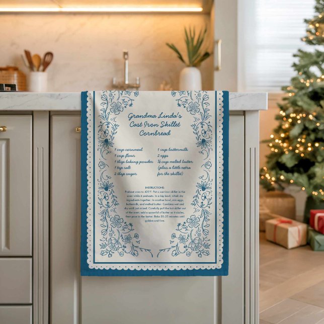 Linge De Cuisine Mom’s Family Recipe Keepsake Kitchen Towel (Grandma's Recipe Heirloom Kitchen Towel)