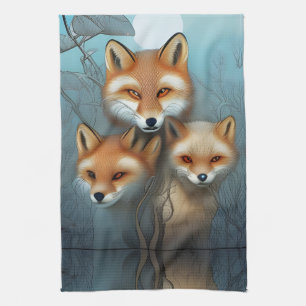 Linge De Cuisine Momma fox et deux bébés