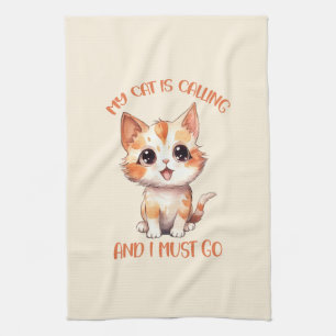 Linge De Cuisine Mon Chat Appelle Un Chat Orange Cute