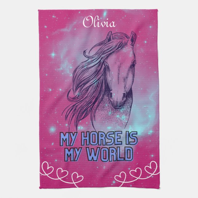 Linge De Cuisine Mon Cheval Est Ma Magenta Mondiale (Vertical)