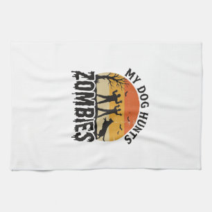 Linge De Cuisine Mon chien chasse les zombies Vintage Halloween Art