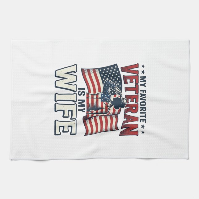 Linge De Cuisine Mon vétéran préféré est ma femme Chemise patriotiq (Horizontal)