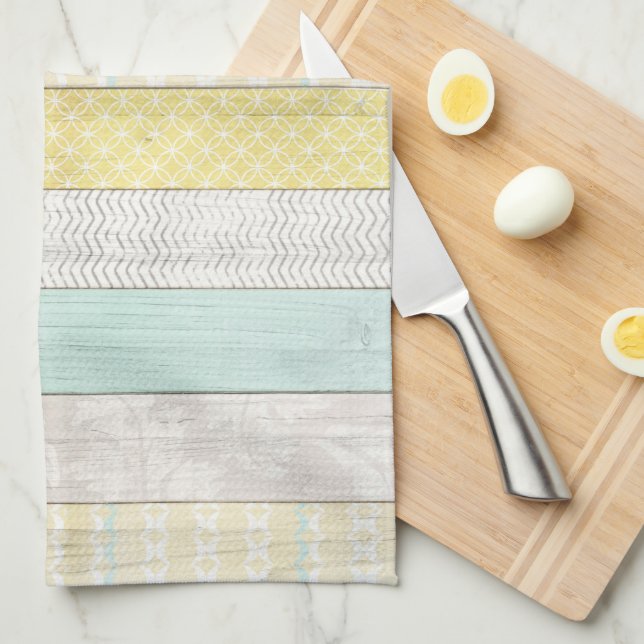 Linge De Cuisine Monnaie Rustique & Boho Jaune Géométrique Chalet M (Quart Plié)
