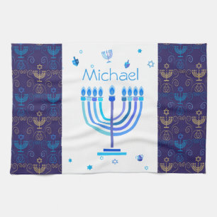Linge De Cuisine Monogram Hanoukka Festival Menorah Lumières