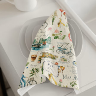Linge De Cuisine Monogramme Aquarelle Vietnam