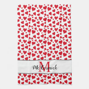 Linge De Cuisine Monogramme blanc rouge Motif du coeur mou Personna
