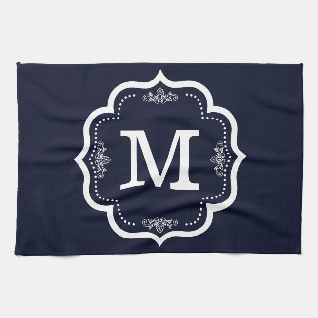 Linge De Cuisine Monogramme bleu (Horizontal)
