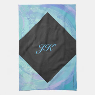 Linge De Cuisine Monogramme bleu glacier