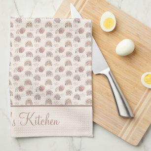 Linge De Cuisine Monogramme Boho arc-en-ciel crème beige Abstraite 