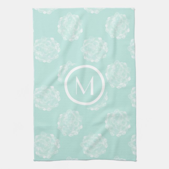 Linge De Cuisine Monogramme | Bonheur des Plantes | Pastel Succulen (Vertical)