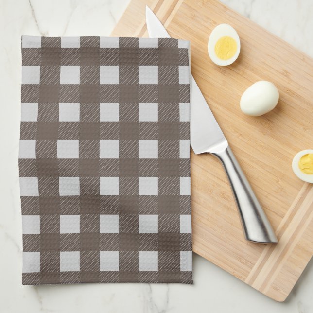 Linge De Cuisine Monogramme Brown de la vache | à plaid de ferme (Quart Plié)