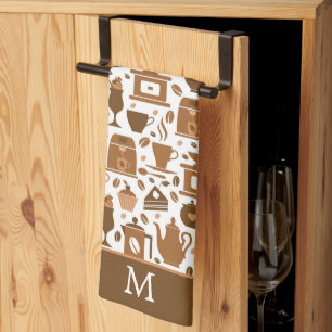 Linge De Cuisine Monogramme Brown du temps de café