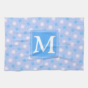 Linge De Cuisine Monogramme Cercles bleu électrique motif