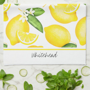 Linge De Cuisine Monogramme citron Motif botanique 