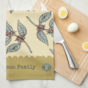 Linge De Cuisine Monogramme couleurs adorables motif de café classi