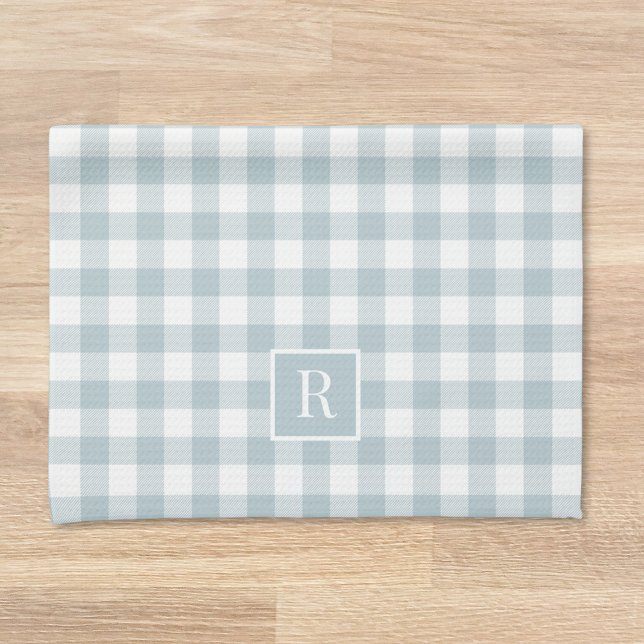 Linge De Cuisine Monogramme de contrôle de Buffle bleu doux (Créateur téléchargé)