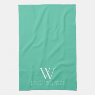 Linge De Cuisine Monogramme de famille élégant cuisine aqua