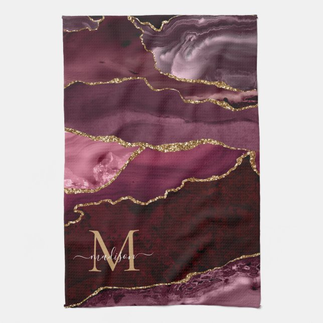 Linge De Cuisine Monogramme de marbre de la Parties scintillant d'o (Vertical)