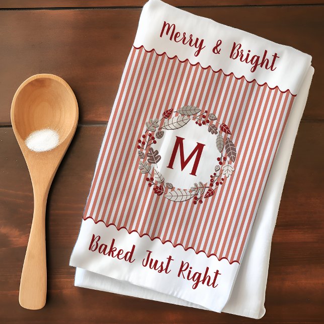 Linge De Cuisine Monogramme des fils de Noël initial (Créateur téléchargé)