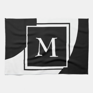 Linge De Cuisine Monogramme extraordinaire noir et blanc