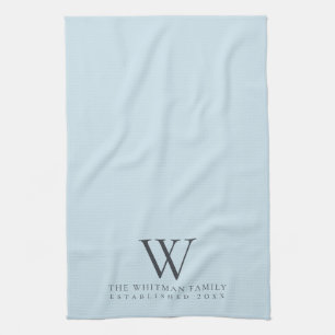 Linge De Cuisine Monogramme familial Élégant Pastel Blue Kitchen