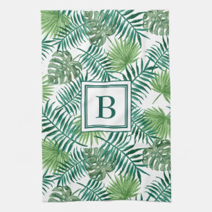 Linge De Cuisine Monogramme Feuille  de palme tropical Motif