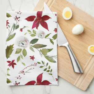 Linge De Cuisine Monogramme floral Chic de Poinsettia