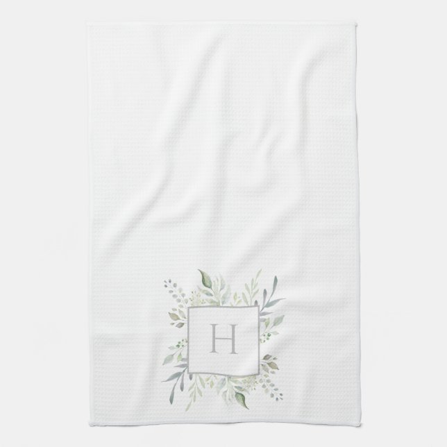 Linge De Cuisine Monogramme initial botanique (Vertical)