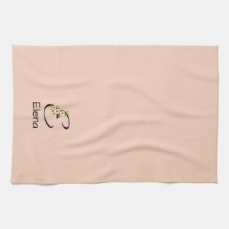 Linge De Cuisine Monogramme initiale en aquarelle botanique pêche c