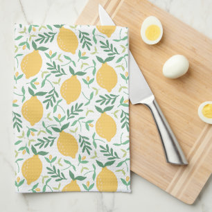 Linge De Cuisine Monogramme moderne des Feuilles verts jaunes citro