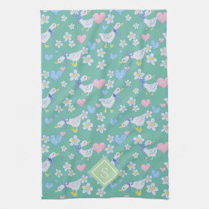 Linge De Cuisine Monogramme Motif d'oies de pays vintage