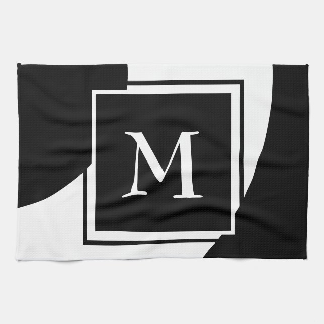 Linge De Cuisine Monogramme noir et blanc extraordinaire (Horizontal)