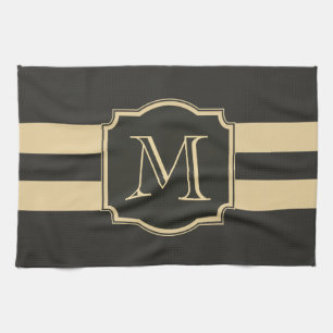 Linge De Cuisine Monogramme noir et or