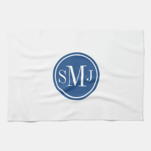 Linge De Cuisine Monogramme personnalisé et bleu classique