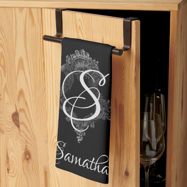 Linge De Cuisine Monogramme personnalisé initial (Pliage en tiers)