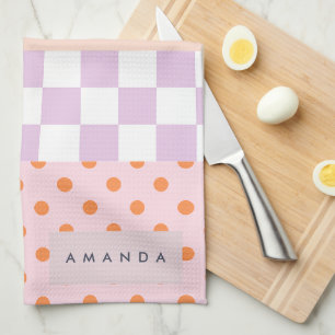 Linge De Cuisine Monogramme personnalisé Pastel Polka Dot Lilac chè