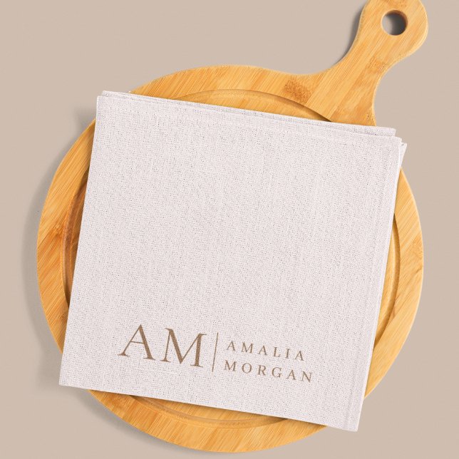 Linge De Cuisine Monogramme Personnalisé Rose Initiale Et Nom (Créateur téléchargé)