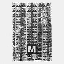 Monogramme principal grec noir et blanc moderne